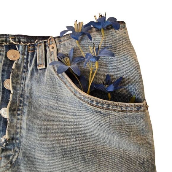 Hudson Womens Button Fly Distressed Raw Hem Sloane Denim Skirt Light Wash Sz 26 - Picture 4 of 11